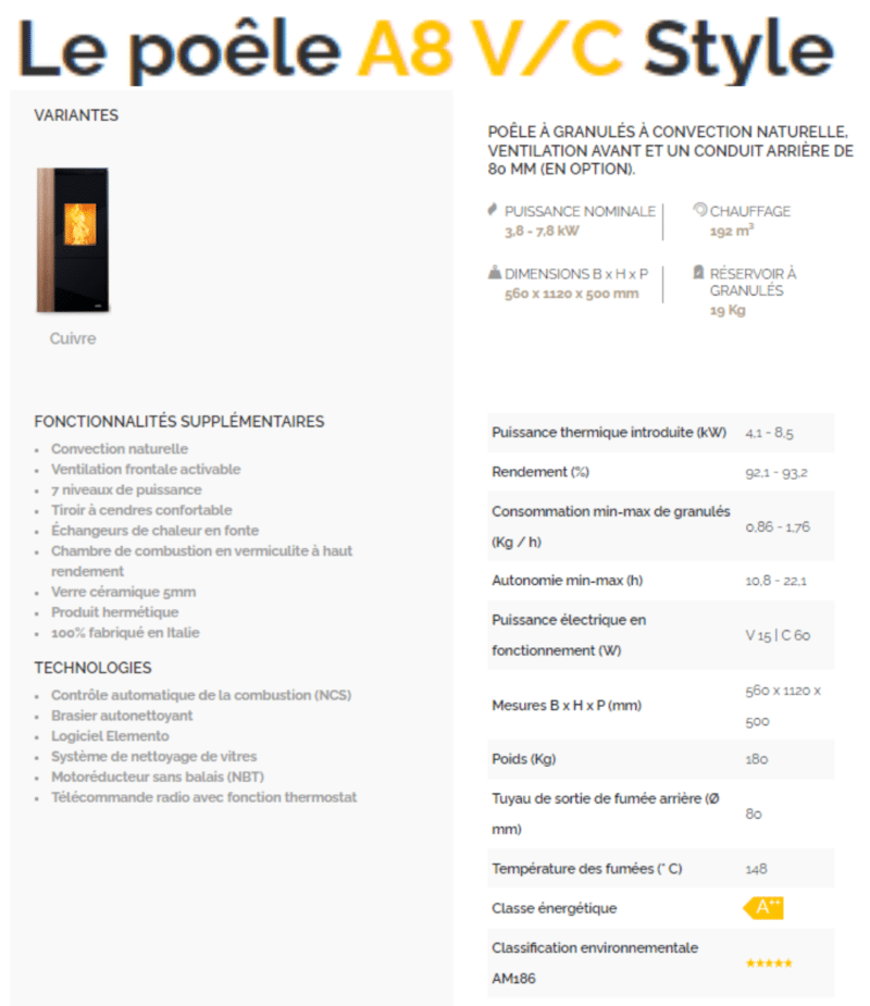 Le poêle A8/A10 V/C style – Image 2