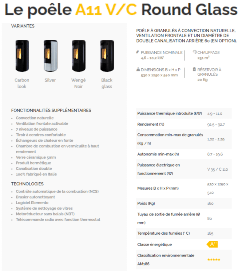 Le poêle A11-A13 V/C ROUND GLASS – Image 2