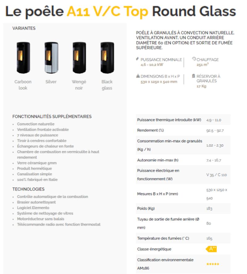 Le poêle A11-A13 V/C ROUND GLASS – Image 4