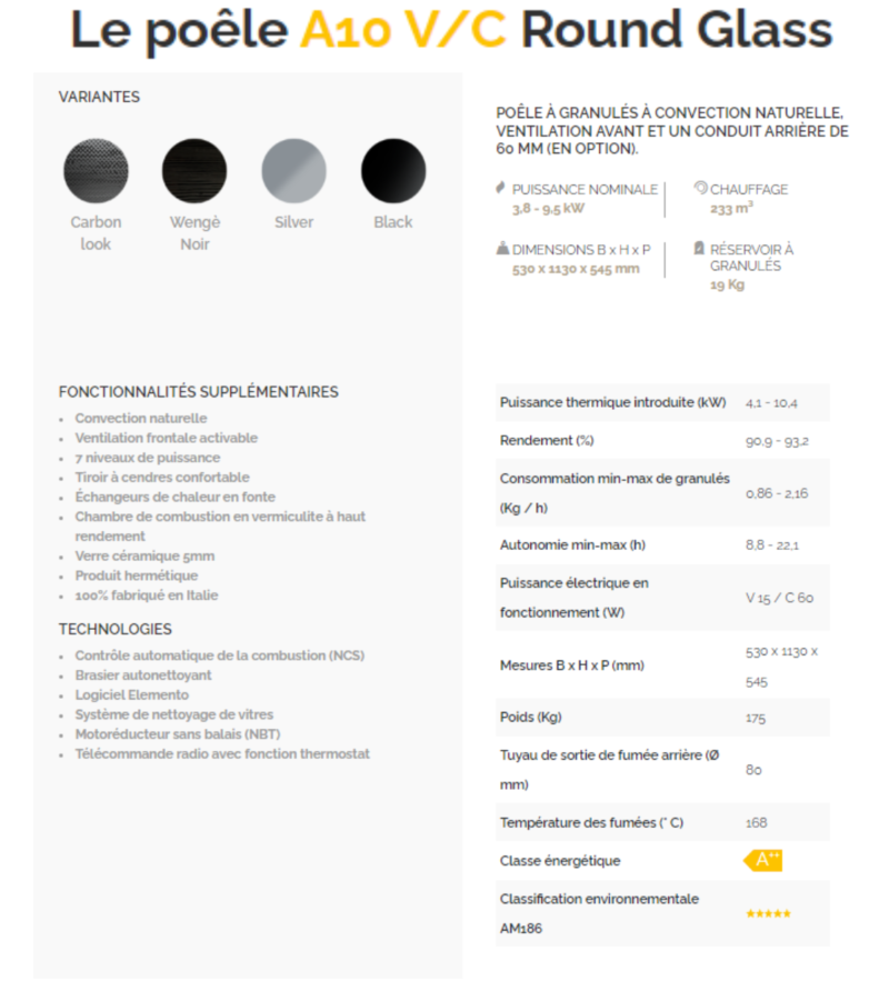 Le poêle A8-A10 V/C ROUND GLASS – Image 6