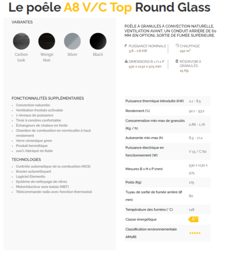 Le poêle A8-A10 V/C ROUND GLASS – Image 5